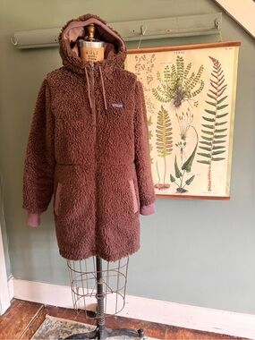 Patagonia Dusty Mesa Parka/Jacket Chocolate Brown Fleece Teddy Size Small
